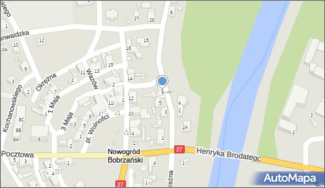 Nowogród Bobrzański, Nad Bobrem, 7, mapa Nowogród Bobrzański