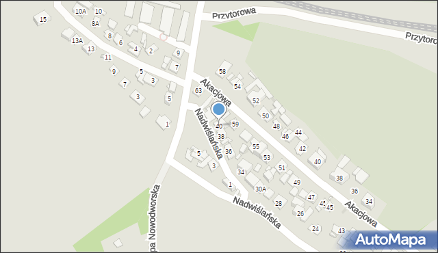Nowy Dwór Mazowiecki, Nadwiślańska, 40, mapa Nowy Dwór Mazowiecki