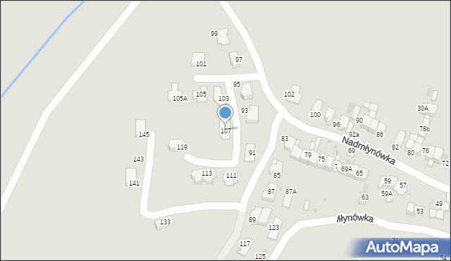 Nowy Targ, Nadmłynówka, 107, mapa Nowego Targu