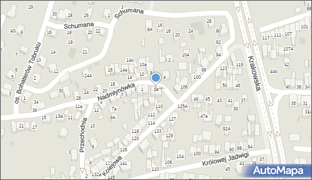Nowy Targ, Nadmłynówka, 1a, mapa Nowego Targu