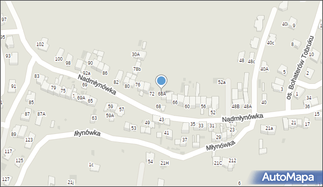 Nowy Targ, Nadmłynówka, 68A, mapa Nowego Targu