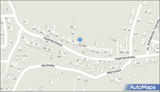 Nowy Targ, Nadmłynówka, 72, mapa Nowego Targu
