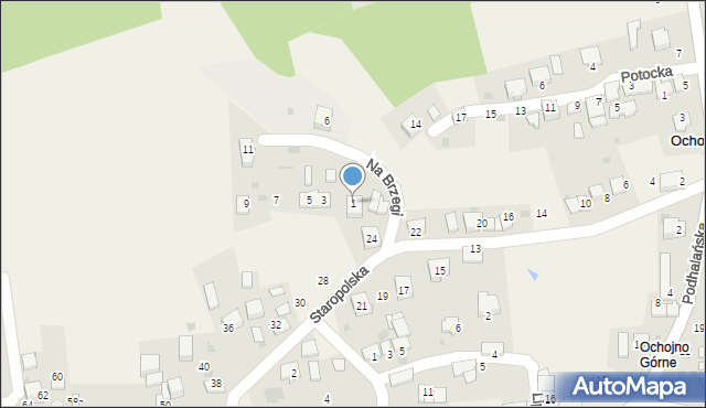 Ochojno, Na Brzegi, 1, mapa Ochojno
