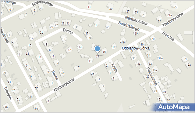 Odolanów, Nadbaryczna, 13, mapa Odolanów