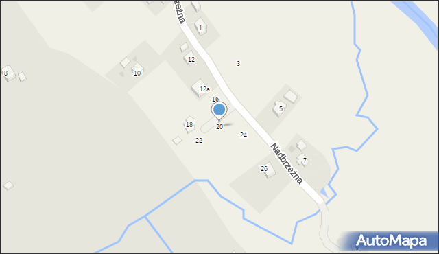 Odrzykoń, Nadbrzeżna, 20, mapa Odrzykoń