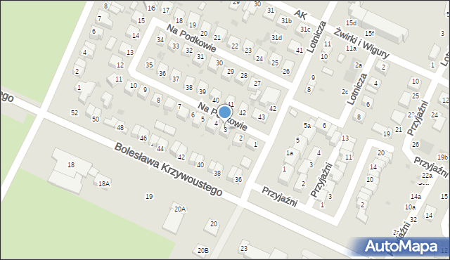 Oleśnica, Na Podkowie, 3, mapa Oleśnica