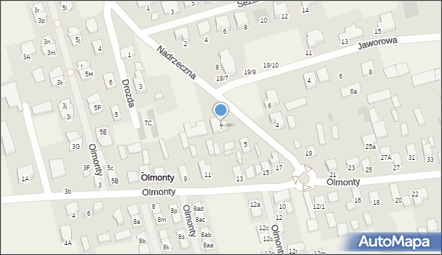 Olmonty, Nadrzeczna, 7, mapa Olmonty