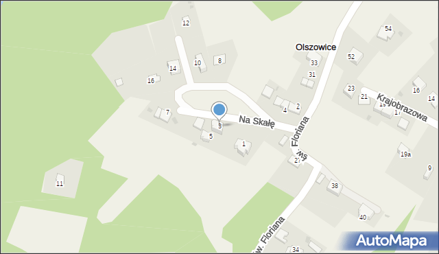 Olszowice, Na Skałę, 3, mapa Olszowice