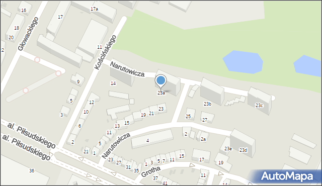 Olsztyn, Narutowicza Gabriela, 23a, mapa Olsztyna
