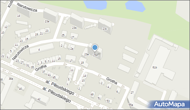 Olsztyn, Narutowicza Gabriela, 23d, mapa Olsztyna