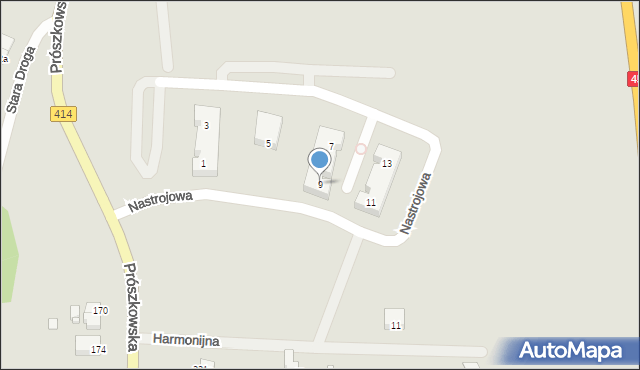 Opole, Nastrojowa, 9, mapa Opola