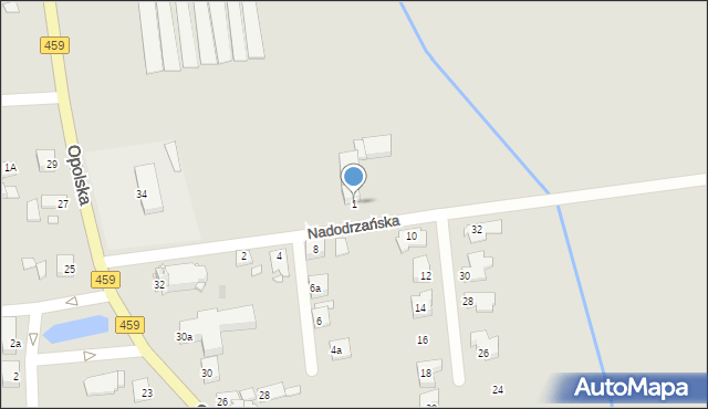 Opole, Nadodrzańska, 1, mapa Opola