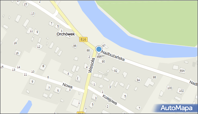 Orchówek, Nadbużańska, 695, mapa Orchówek