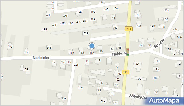 Orzech, Nakielska, 16e, mapa Orzech