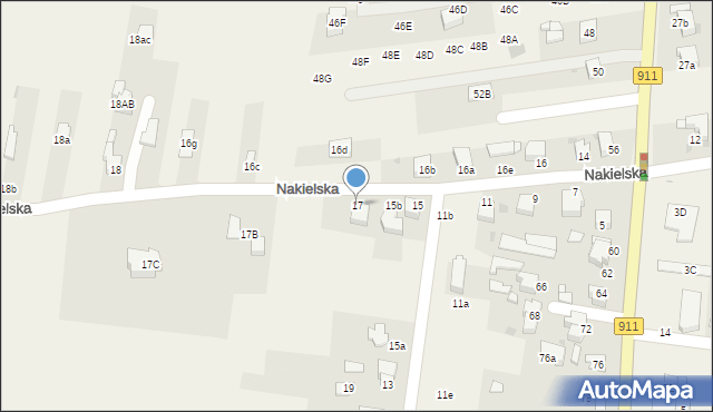 Orzech, Nakielska, 17, mapa Orzech