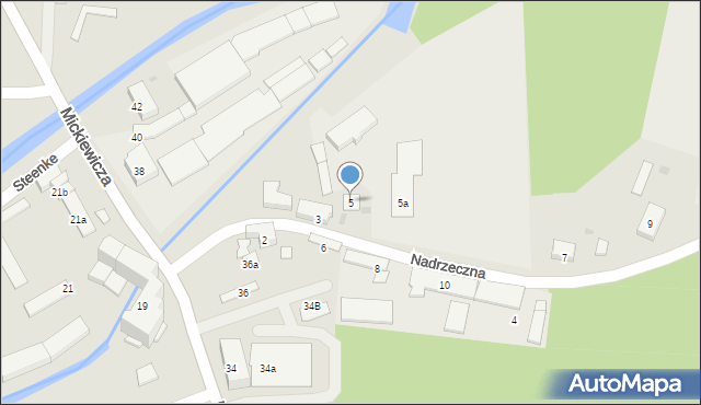 Ostróda, Nadrzeczna, 5, mapa Ostróda