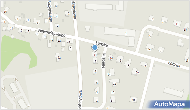 Ostróda, Narożna, 11, mapa Ostróda