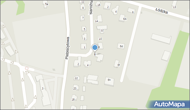 Ostróda, Narożna, 6, mapa Ostróda