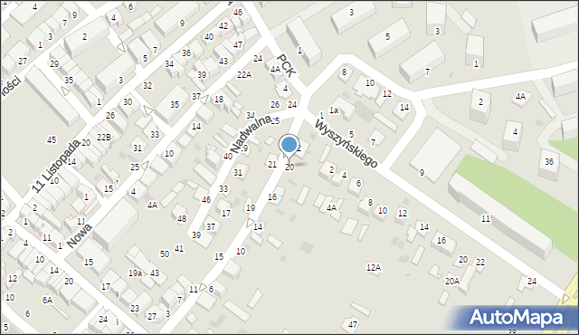 Parczew, Nadwalna, 20, mapa Parczew
