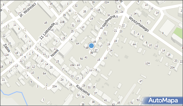 Parczew, Nadwalna, 39, mapa Parczew