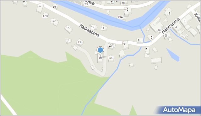 Piechowice, Nadrzeczna, 10, mapa Piechowice