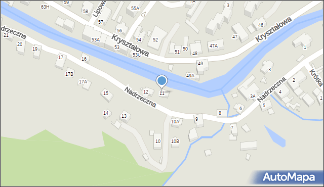 Piechowice, Nadrzeczna, 11, mapa Piechowice