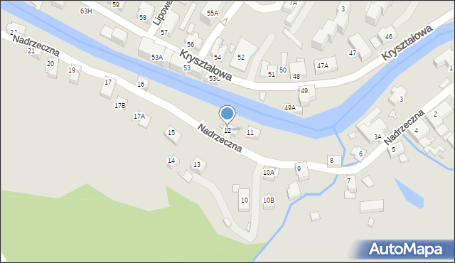 Piechowice, Nadrzeczna, 12, mapa Piechowice