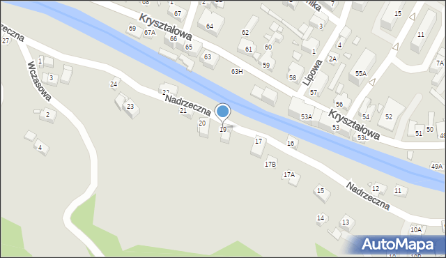 Piechowice, Nadrzeczna, 19, mapa Piechowice