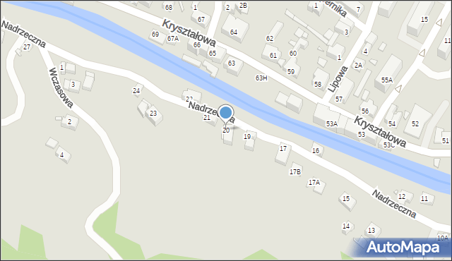 Piechowice, Nadrzeczna, 20, mapa Piechowice