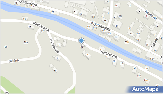 Piechowice, Nadrzeczna, 24, mapa Piechowice