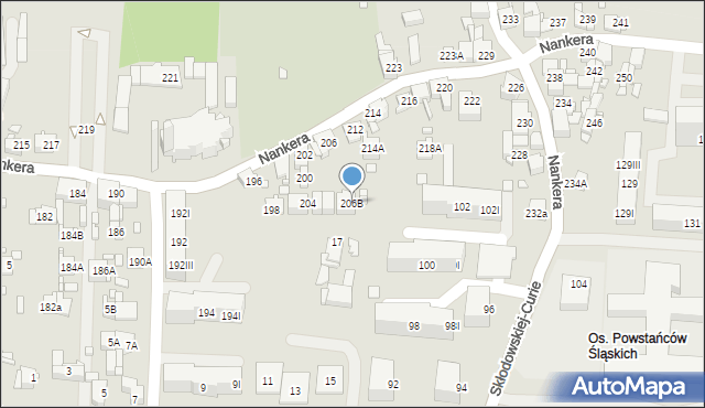 Piekary Śląskie, Nankera, bp., 206B, mapa Piekary Śląskie