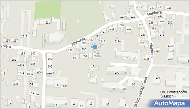 Piekary Śląskie, Nankera, bp., 210, mapa Piekary Śląskie