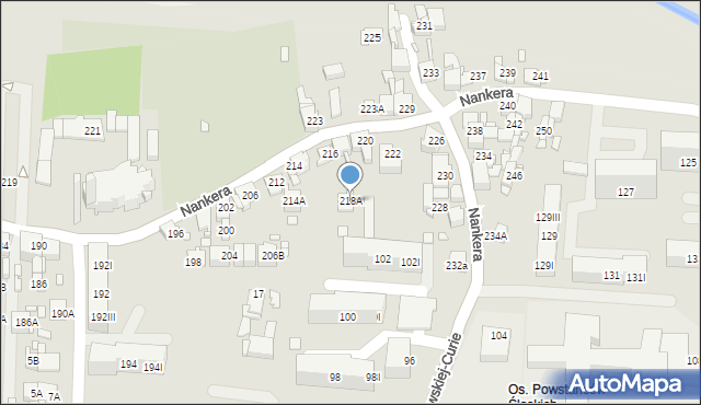 Piekary Śląskie, Nankera, bp., 218A, mapa Piekary Śląskie