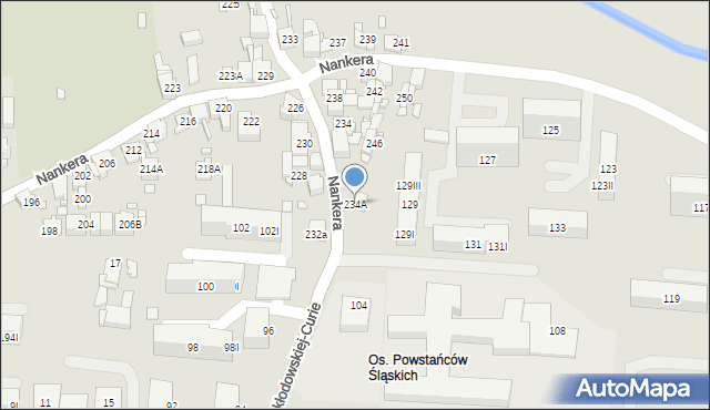 Piekary Śląskie, Nankera, bp., 234A, mapa Piekary Śląskie
