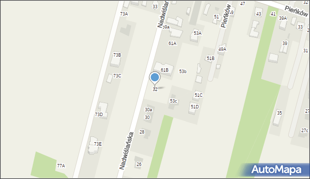 Pieńków, Nadwiślańska, 32, mapa Pieńków