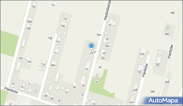 Pieńków, Nadwiślańska, 43, mapa Pieńków