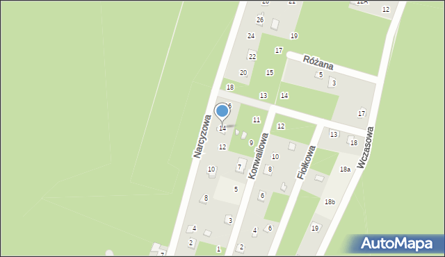 Pietrzaki, Narcyzowa, 14, mapa Pietrzaki
