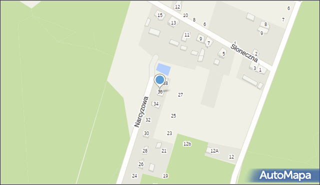 Pietrzaki, Narcyzowa, 36, mapa Pietrzaki