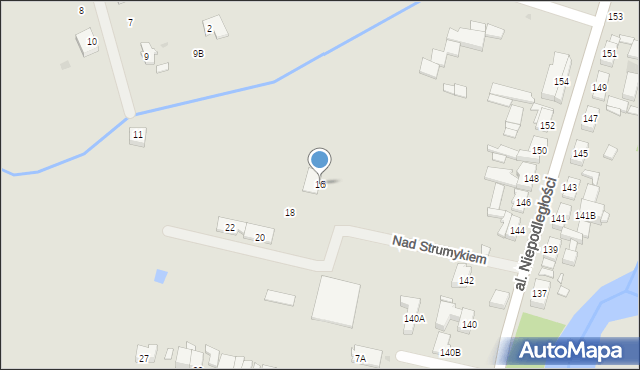 Piła, Nad Strumykiem, 16, mapa Piły