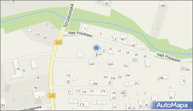 Pilchowo, Nad Potokiem, 6, mapa Pilchowo