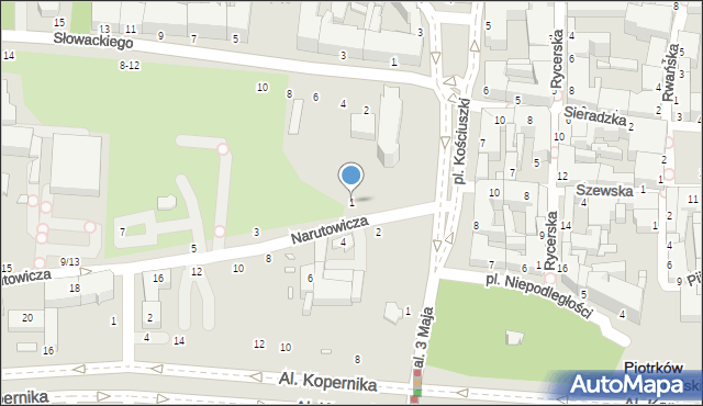 Piotrków Trybunalski, Narutowicza Gabriela, 1, mapa Piotrków Trybunalski