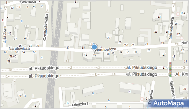 Piotrków Trybunalski, Narutowicza Gabriela, 40, mapa Piotrków Trybunalski