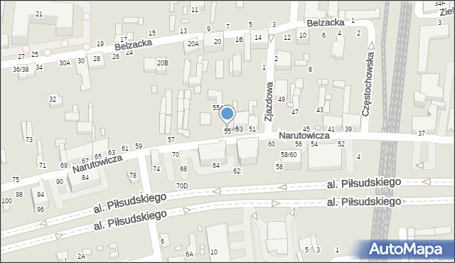 Piotrków Trybunalski, Narutowicza Gabriela, 55, mapa Piotrków Trybunalski