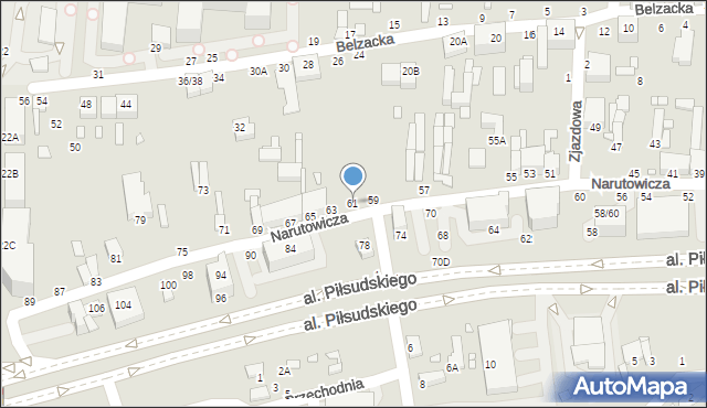 Piotrków Trybunalski, Narutowicza Gabriela, 61, mapa Piotrków Trybunalski
