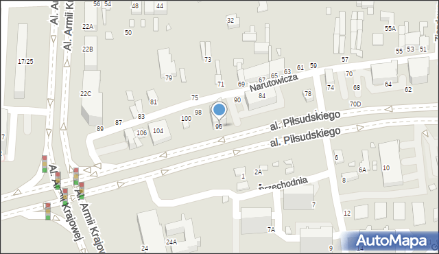 Piotrków Trybunalski, Narutowicza Gabriela, 96, mapa Piotrków Trybunalski