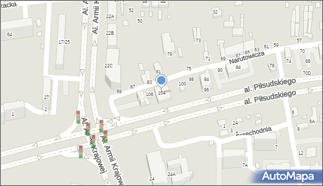 Piotrków Trybunalski, Narutowicza Gabriela, 104, mapa Piotrków Trybunalski