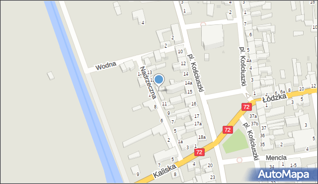 Poddębice, Nadrzeczna, 11a, mapa Poddębice