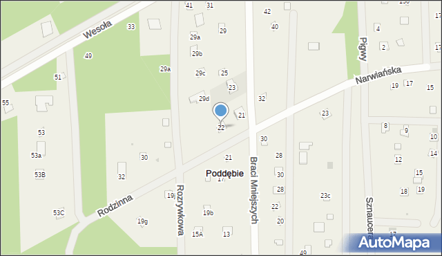 Poddębie, Narwiańska, 22, mapa Poddębie