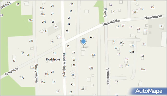 Poddębie, Narwiańska, 25, mapa Poddębie