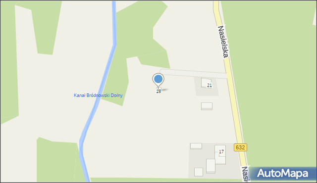 Poddębie, Nasielska, 18, mapa Poddębie